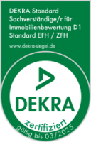 Das Bild zeigt das Zertifizierungssiegel der DEKRA Certification GmbH, welches Marco Kossakowski nach absolvierter Prüfung befristet erhalten hat.