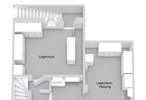 Grundriss – Reihenendhaus in Alleinlage. – Keller – 3D