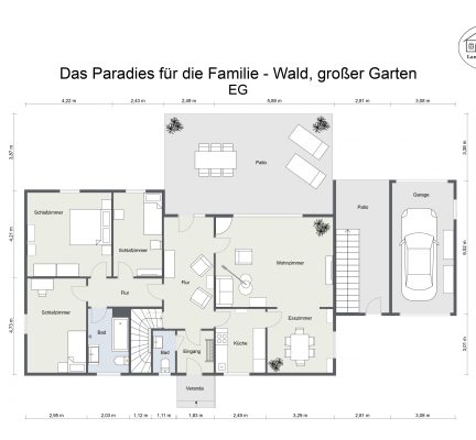 Grundriss – Das Paradies für die Familie – Wald, großer Garten – EG – 2D