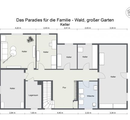 Grundriss – Das Paradies für die Familie – Wald, großer Garten – Keller – 2D