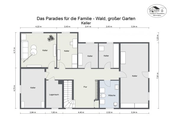 Grundriss – Das Paradies für die Familie – Wald, großer Garten – Keller – 2D
