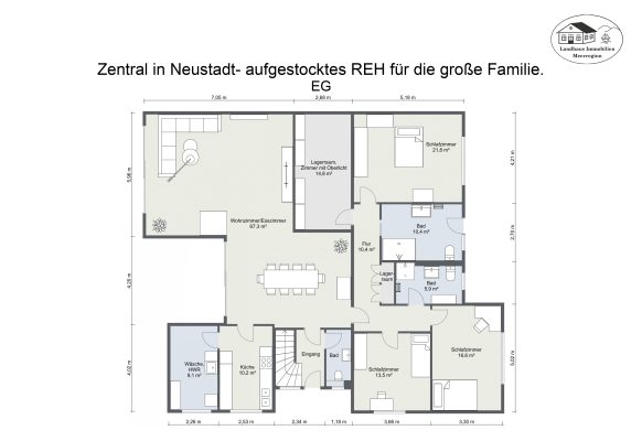 Grundriss – Zentral in Neustadt- aufgestocktes REH für die große Familie. – EG – 2D