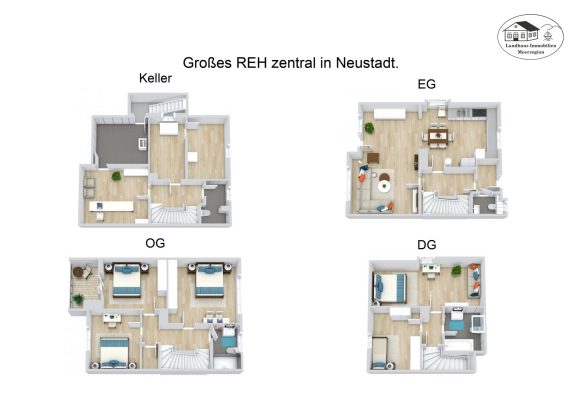 Grundrisse Übersicht – Großes REH zentral in Neustadt. – 3D